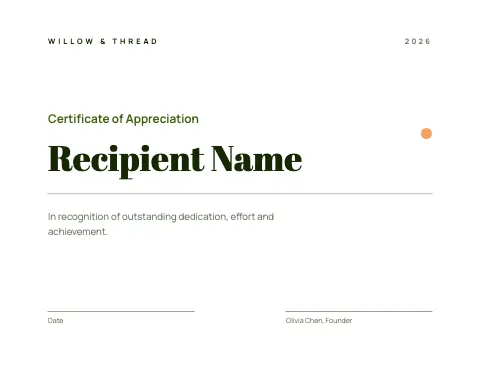 Retail & boutique minimal certificate template