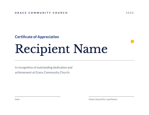 Church & community minimal certificate template