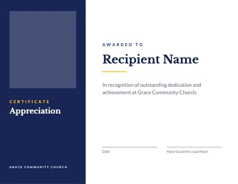 Church & community split panel certificate template