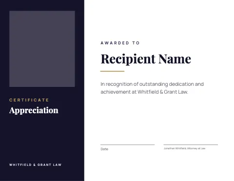 Law firm split panel certificate template