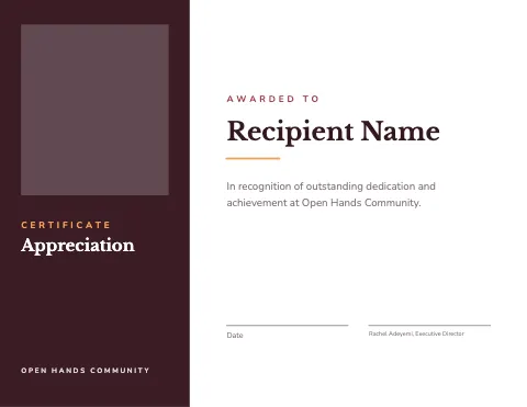 Nonprofit & charity split panel certificate template