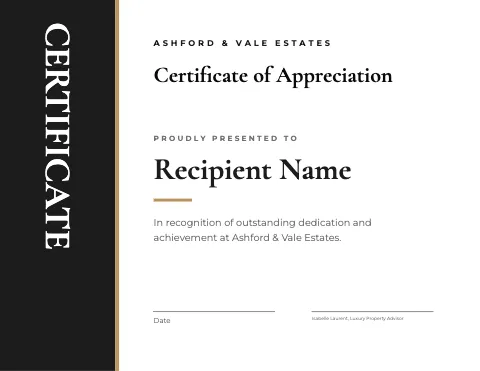 Luxury homes vertical title certificate template