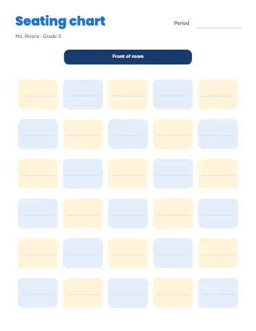 Elementary school seating chart classroom form template