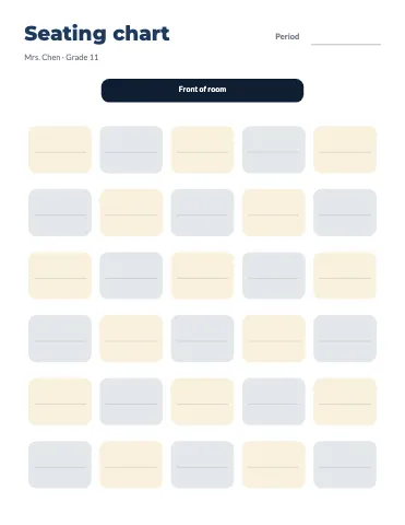 High school seating chart classroom form template