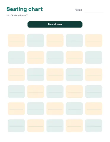 Middle school science seating chart classroom form template