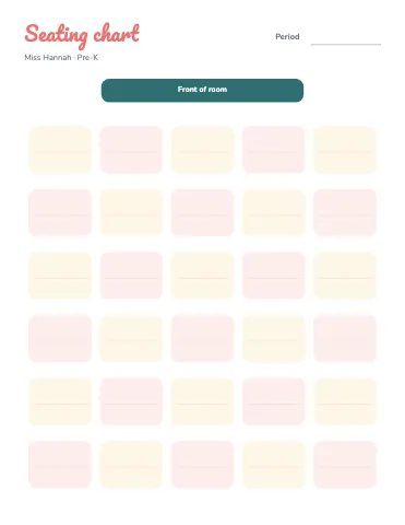Preschool & Kindergarten seating chart classroom form template