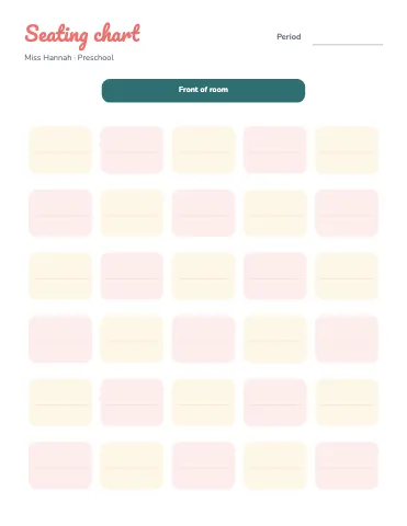 Preschool & Kindergarten seating chart classroom form template