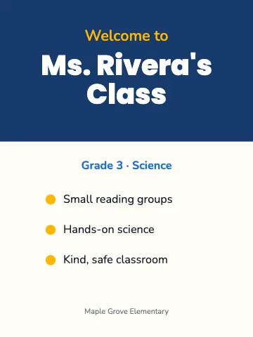 Elementary school welcome to class classroom poster template
