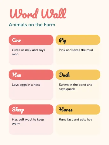 Preschool & Kindergarten word wall classroom poster template