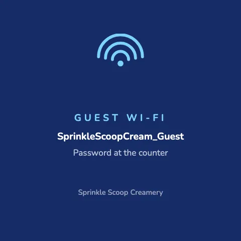 Ice cream shop guest wi-fi coaster template