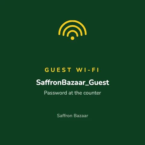 Indian grocery guest wi-fi coaster template