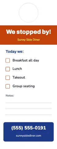 Breakfast diner checklist door hanger template