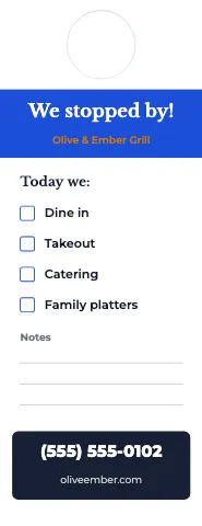 Mediterranean grill checklist door hanger template