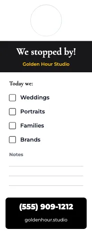 Photography & creative checklist door hanger template
