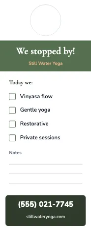Yoga studio checklist door hanger template