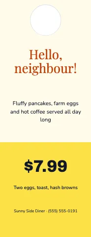 Breakfast diner welcome door hanger template