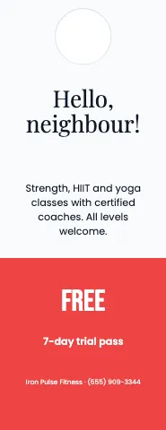 Fitness & gym welcome door hanger template