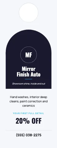 Auto detailing arch door hanger template
