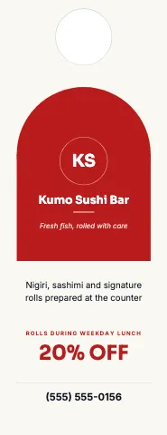 Sushi bar arch door hanger template