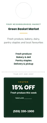 Grocery & market tear-off coupon door hanger template
