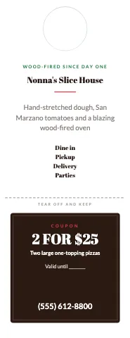 Pizzeria tear-off coupon door hanger template