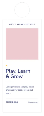 Daycare & preschool minimal door hanger template