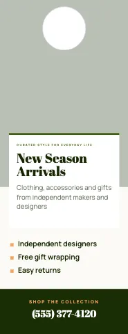 Retail & boutique photo card door hanger template