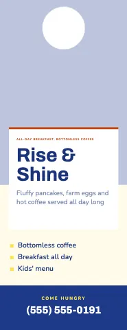 Breakfast diner photo card door hanger template