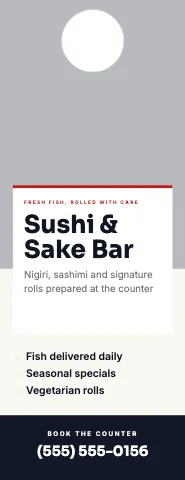 Sushi bar photo card door hanger template