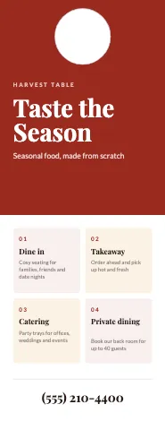Restaurant split tiles door hanger template