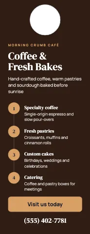 Café & bakery numbered steps door hanger template