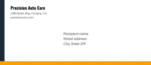 Auto repair colour band envelope template