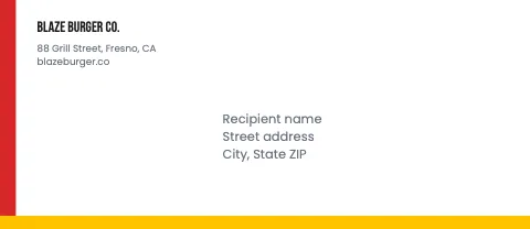 Burger joint colour band envelope template