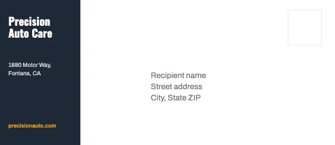 Auto repair side block envelope template