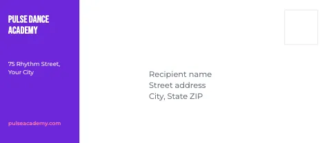 Dance studio side block envelope template