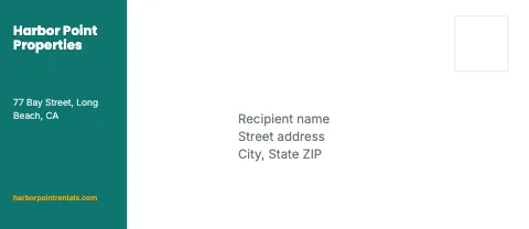 Property management side block envelope template