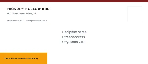 BBQ smokehouse corner tag envelope template