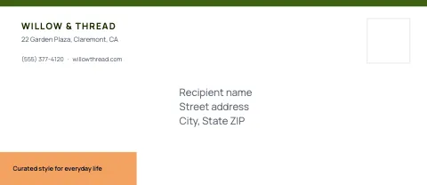 Retail & boutique corner tag envelope template
