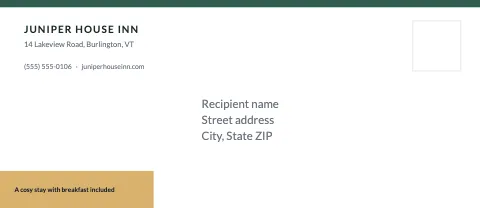 Hotel & B&B corner tag envelope template