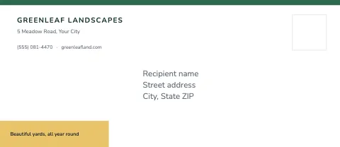 Landscaping corner tag envelope template
