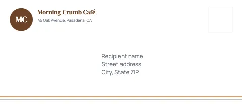 Café & bakery monogram envelope template