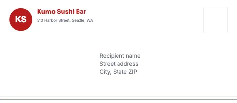 Sushi bar monogram envelope template