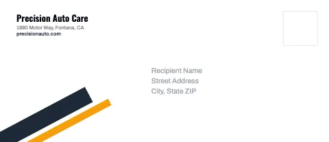 Auto repair diagonal bands envelope template