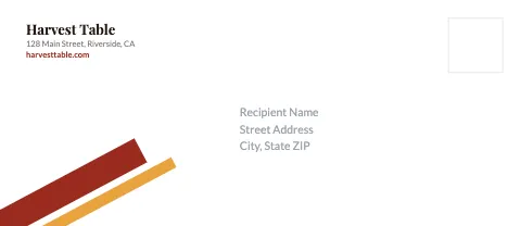 Restaurant diagonal bands envelope template