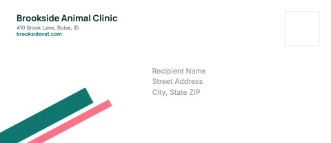 Veterinary clinic diagonal bands envelope template