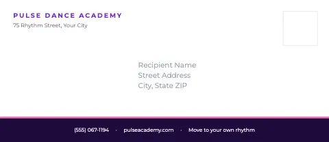 Dance studio footer band envelope template