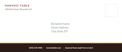 Restaurant footer band envelope template