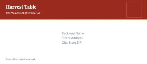 Restaurant header band envelope template