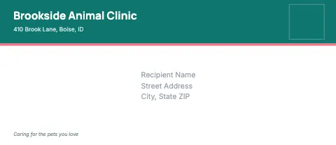 Veterinary clinic header band envelope template