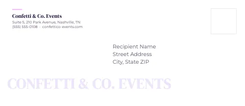 Event planner wordmark envelope template